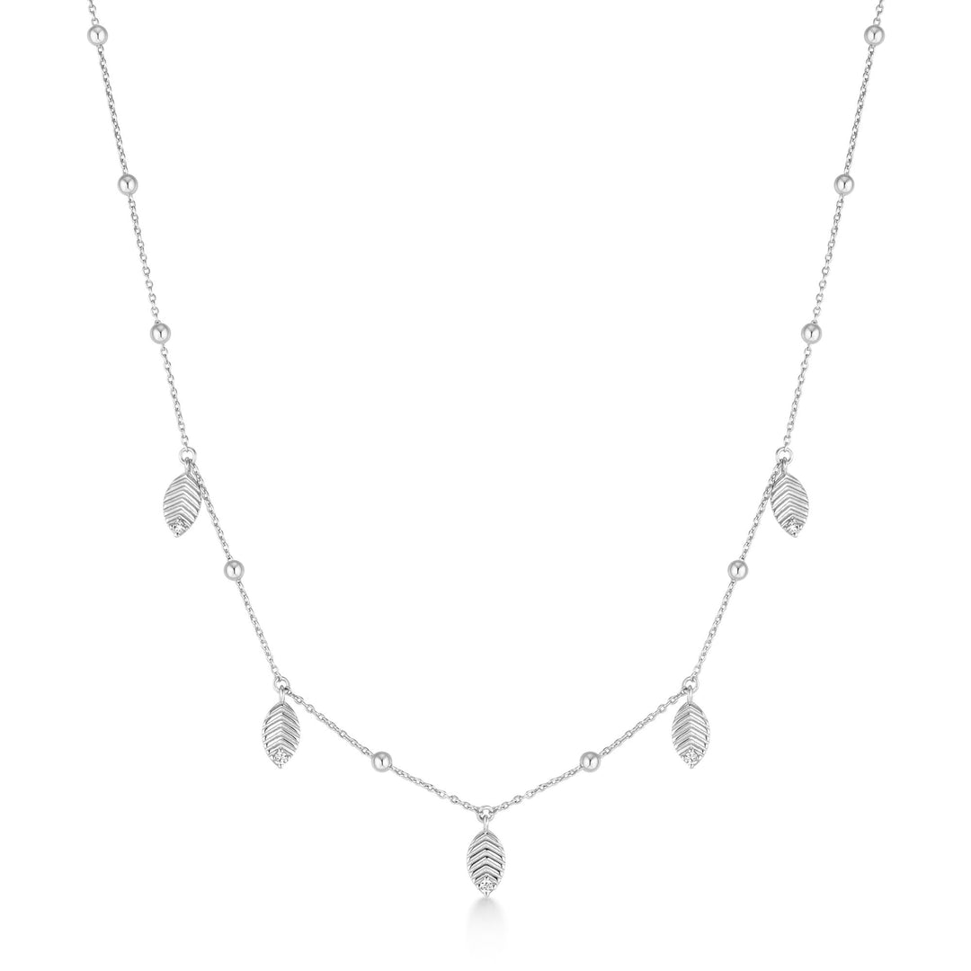 Ania Haie Silver Leaf Station Necklace N073-06H