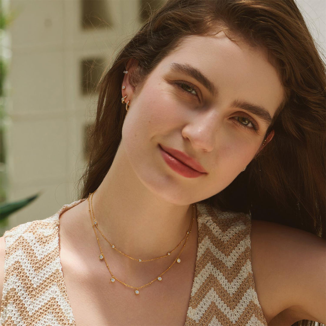 Ania Haie Gold Molten Bezel-Set Droplet Station Necklace N074-07G
