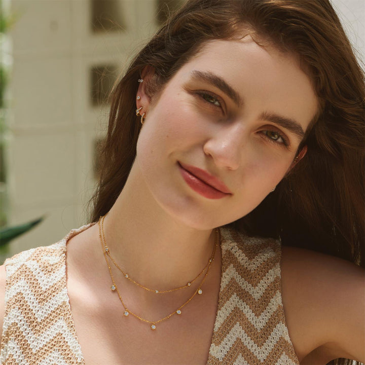 Ania Haie Gold Molten Bezel-Set Droplet Station Necklace N074-07G