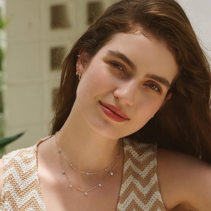 Ania Haie Silver Molten Bezel-Set Droplet Station Necklace N074-07H
