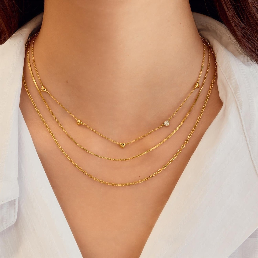 Ania Haie Gold Pave Puffed Heart Station Necklace N074-05G