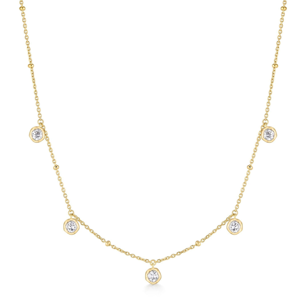 Ania Haie Gold Molten Bezel-Set Droplet Station Necklace N074-07G