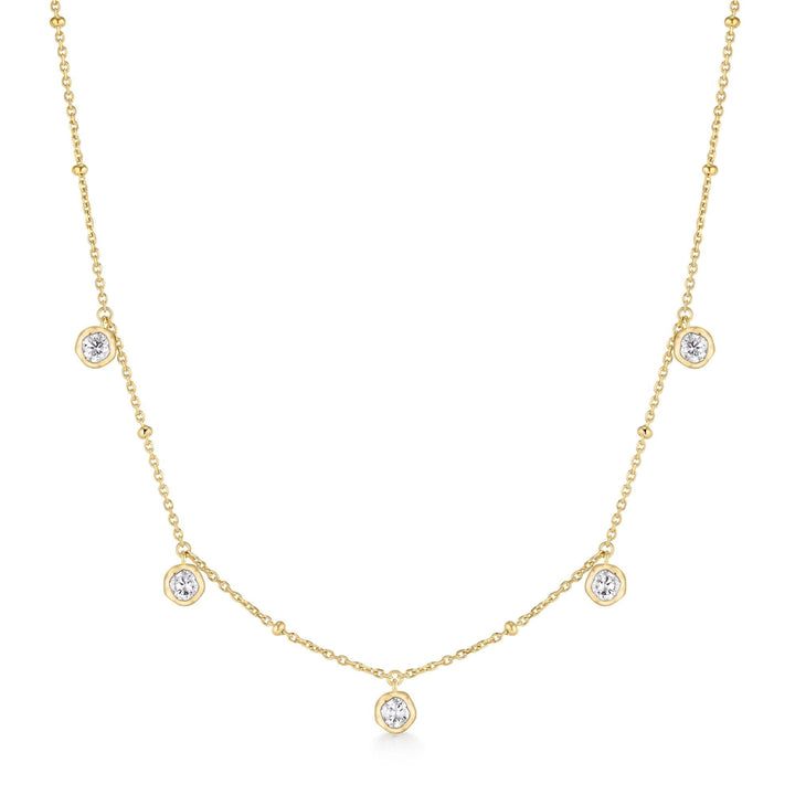 Ania Haie Gold Molten Bezel-Set Droplet Station Necklace N074-07G