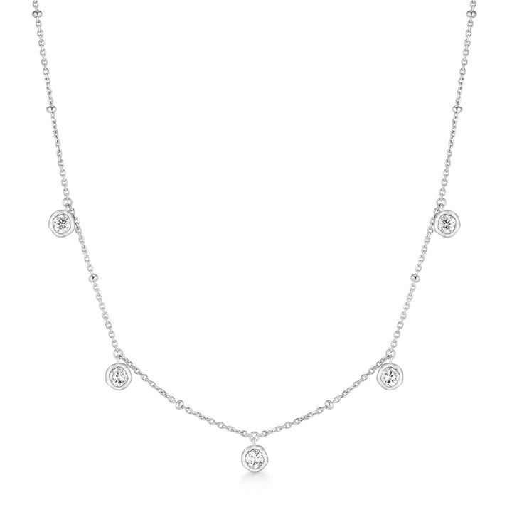Ania Haie Silver Molten Bezel-Set Droplet Station Necklace N074-07H