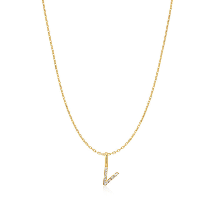 Ania Haie Gold Letter V Initial Necklace N074-30G