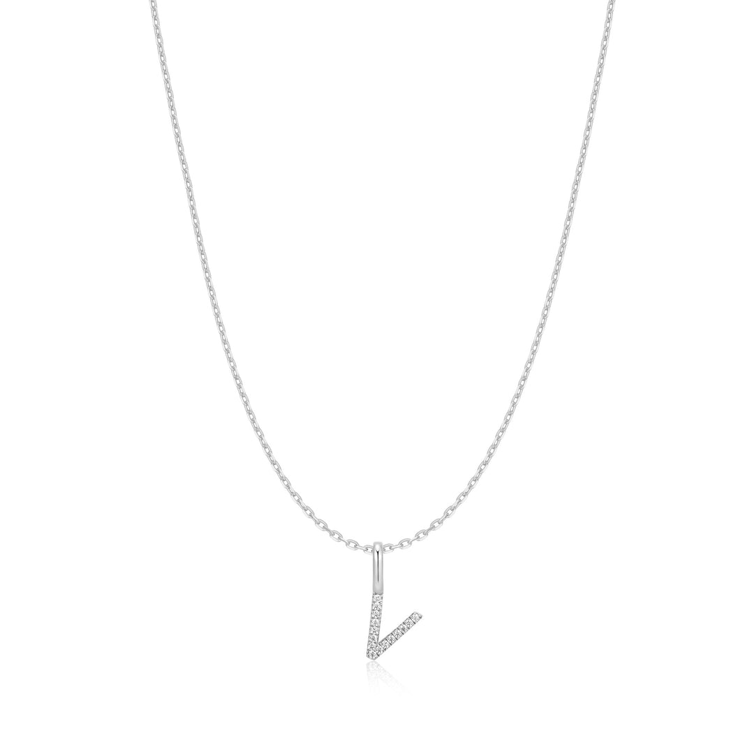 Ania Haie Silver Letter V Initial Necklace N074-30H