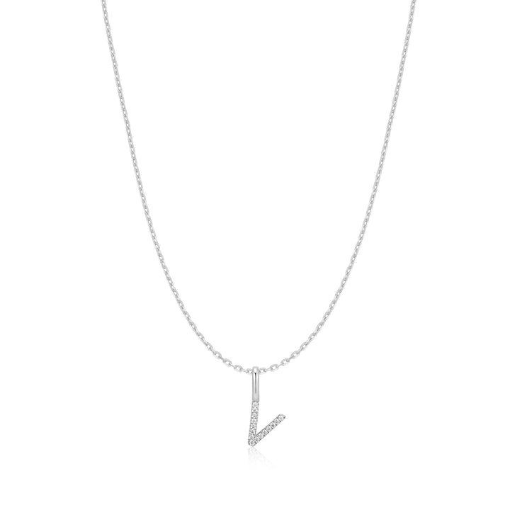 Ania Haie Silver Letter V Initial Necklace N074-30H