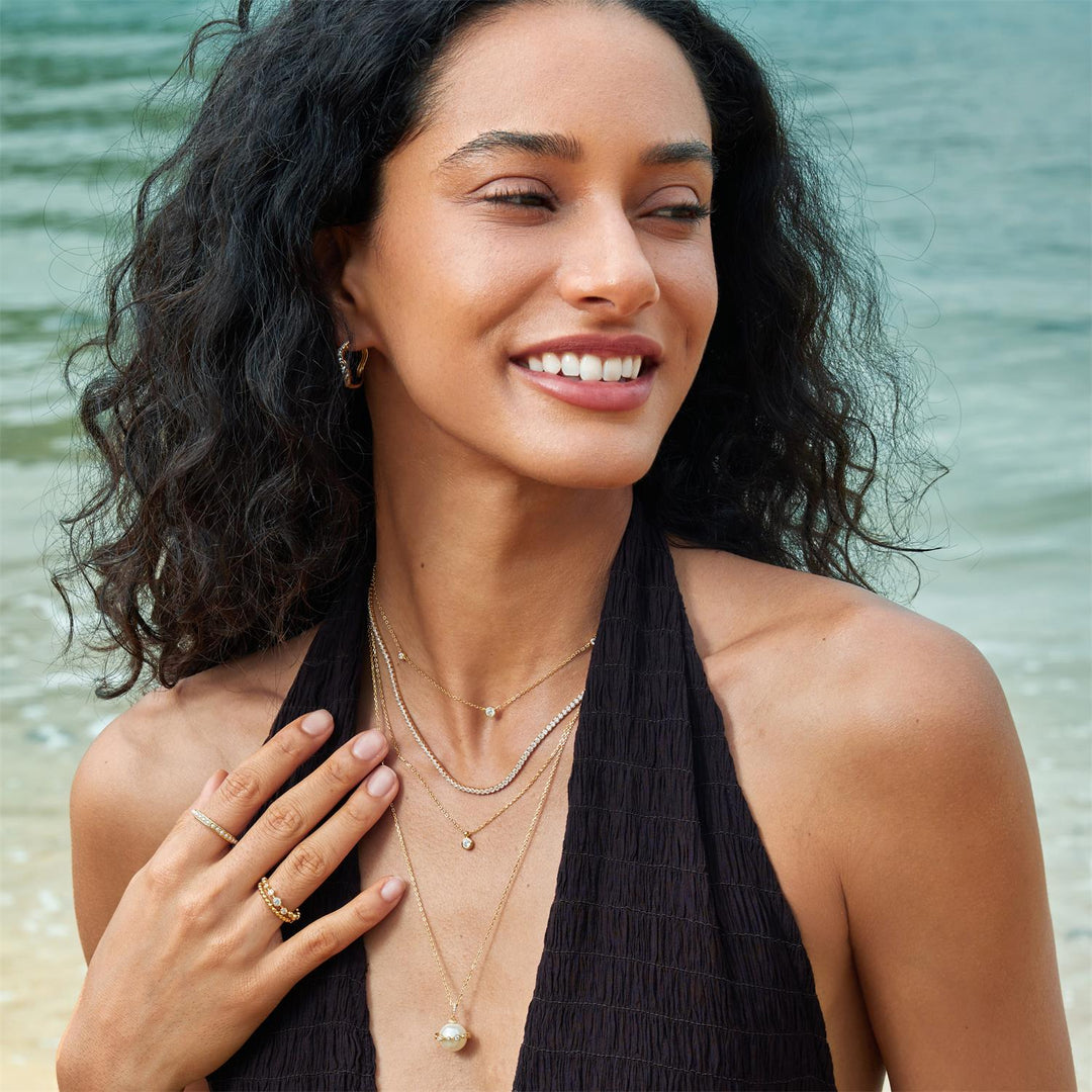 Ania Haie Gold Shell Pearl Halo Evil-Eye Necklace N075-02G