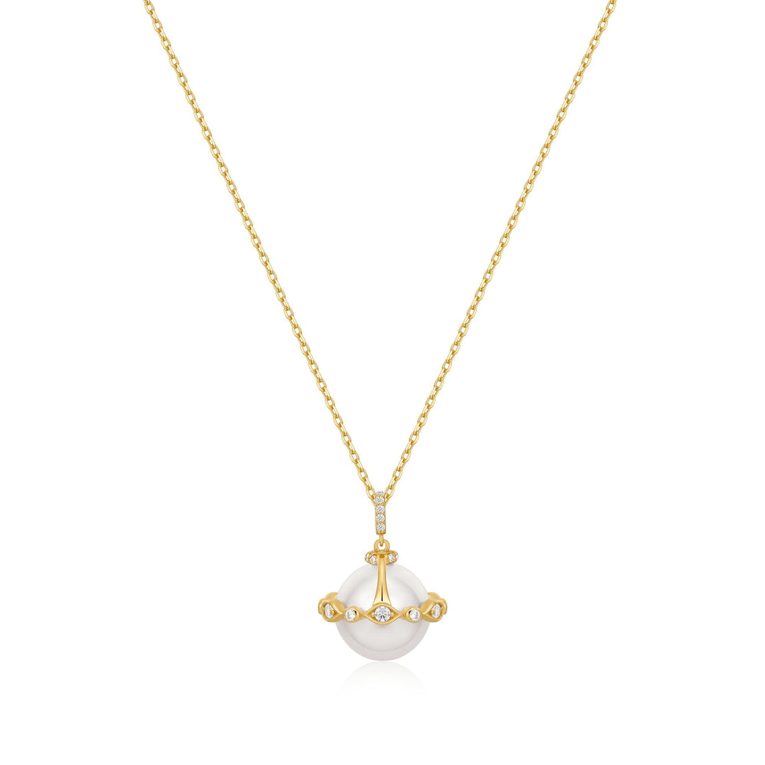Ania Haie Gold Shell Pearl Halo Evil-Eye Necklace N075-02G