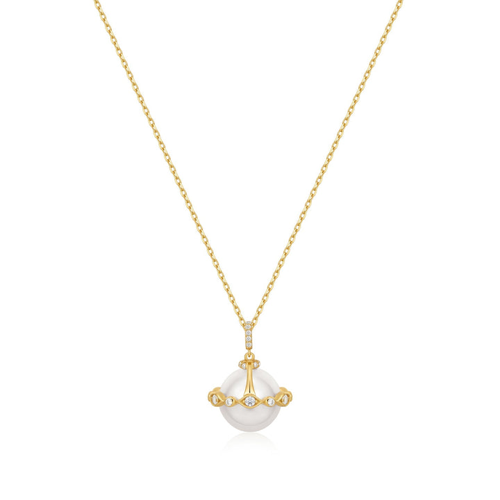 Ania Haie Gold Shell Pearl Halo Evil-Eye Necklace N075-02G