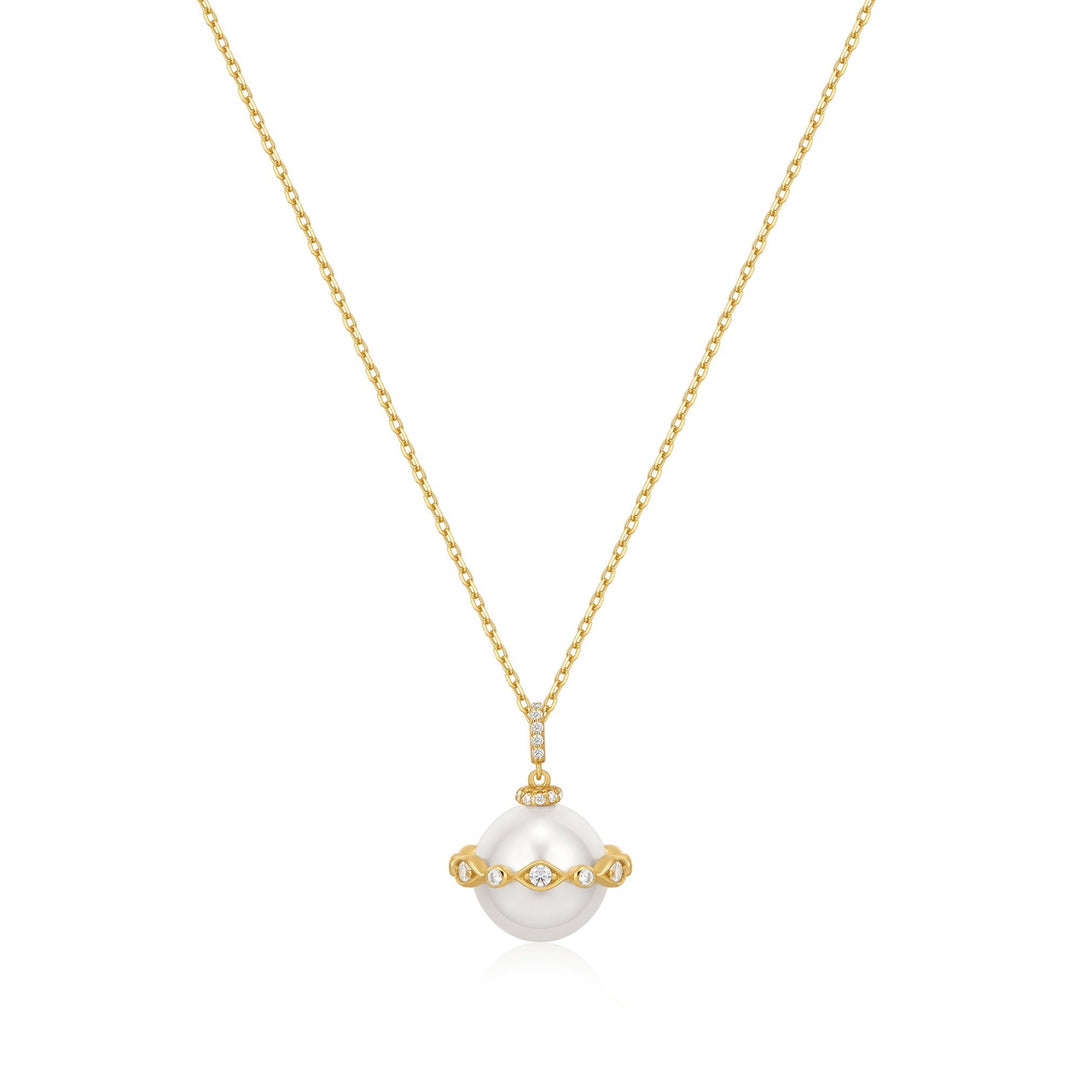Ania Haie Gold Shell Pearl Halo Evil-Eye Necklace N075-02G
