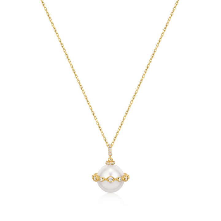 Ania Haie Gold Shell Pearl Halo Evil-Eye Necklace N075-02G