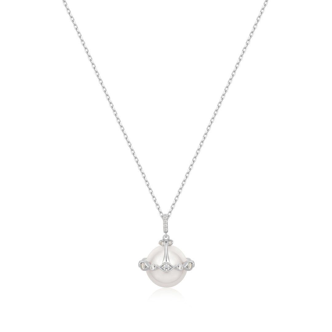 Ania Haie Silver Shell Pearl Halo Evil-Eye Necklace N075-02H