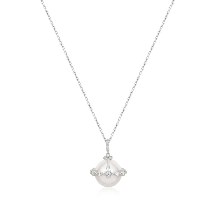 Ania Haie Silver Shell Pearl Halo Evil-Eye Necklace N075-02H