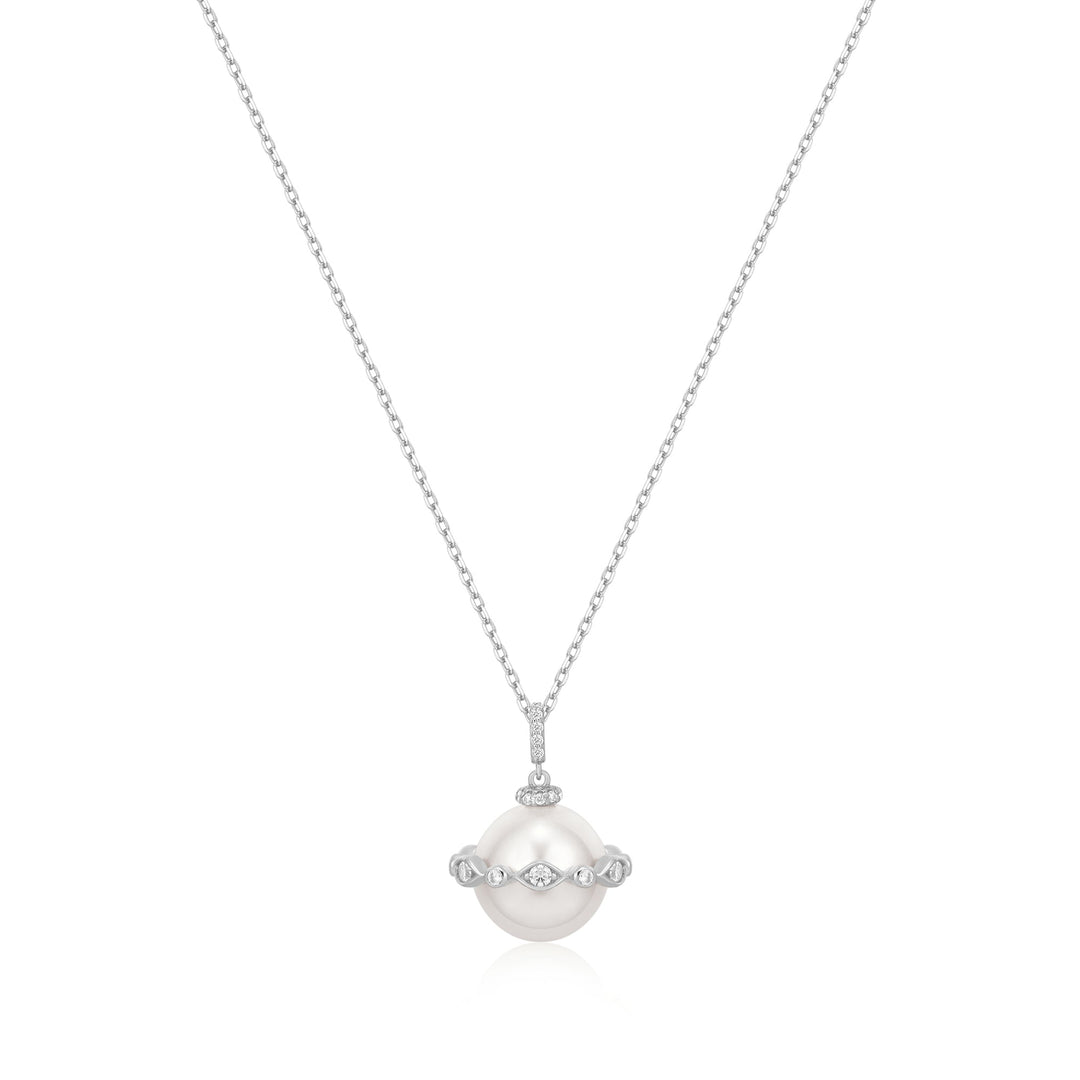 Ania Haie Silver Shell Pearl Halo Evil-Eye Necklace N075-02H