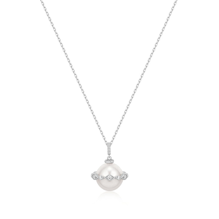 Ania Haie Silver Shell Pearl Halo Evil-Eye Necklace N075-02H