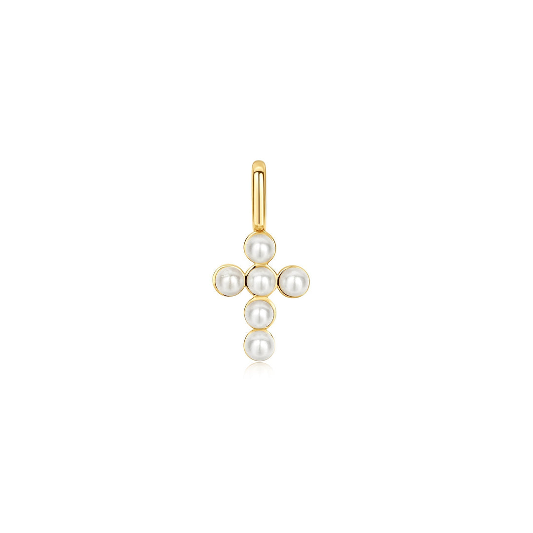 Ania Haie Gold Gold Shell Pearl Cross Charm NC060-06G