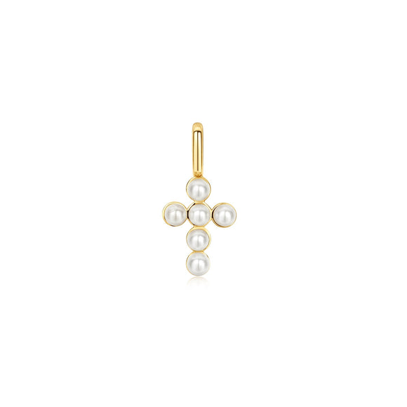 Ania Haie Gold Gold Shell Pearl Cross Charm NC060-06G