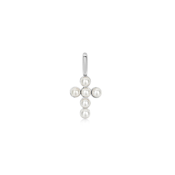 Ania Haie Silver Shell Pearl Cross Charm NC060-06H