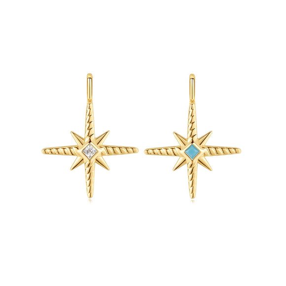 Ania Haie Gold Turquoise and Cubic Ziconia Star Charm NC060-09G