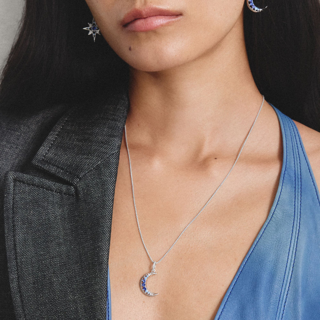 Thomas Sabo Pendant moon with blue stones TPE1020BLU