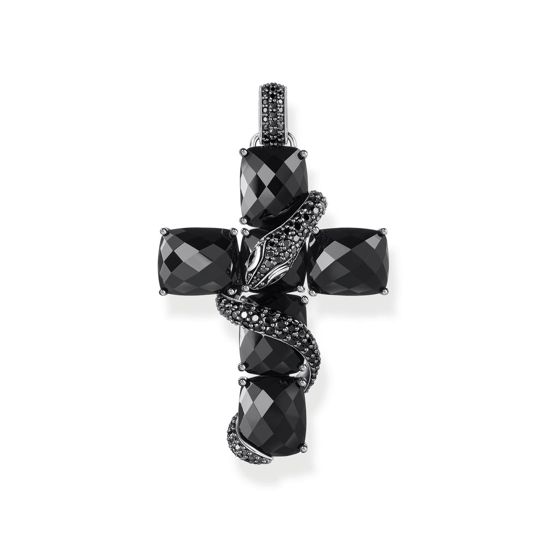 THOMAS SABO Cross pendant with snake and black zirconia TPE964BCZ