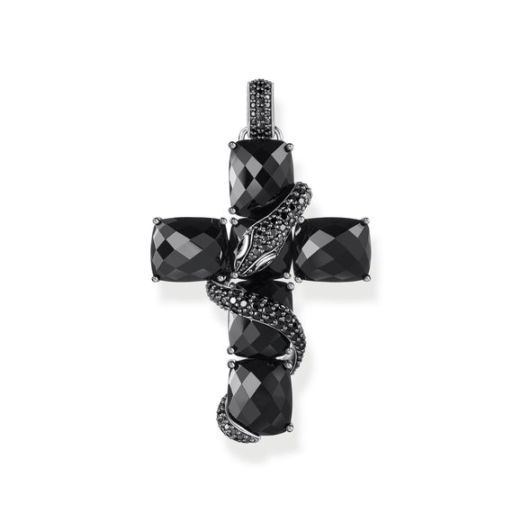 THOMAS SABO Cross pendant with snake and black zirconia TPE964BCZ