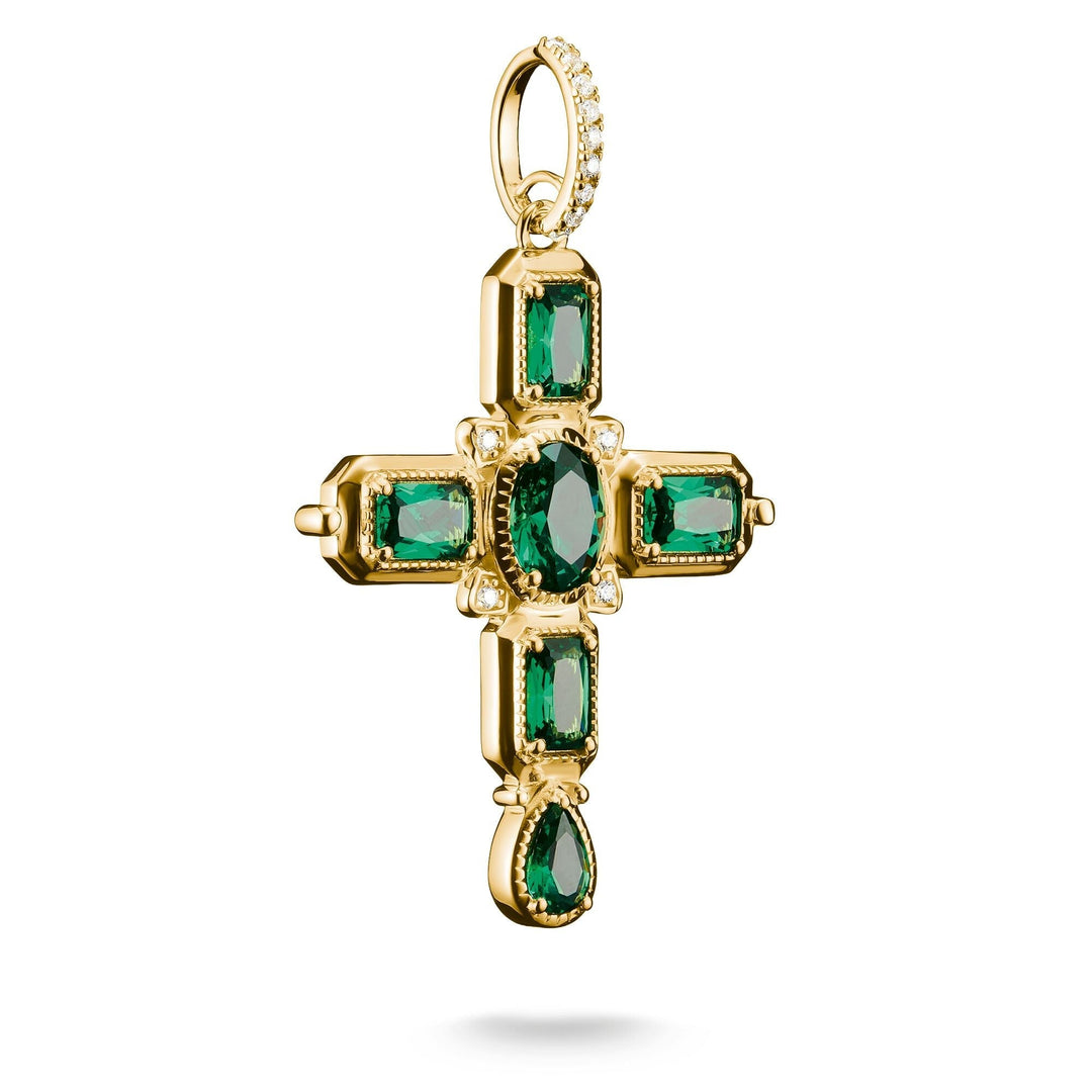 THOMAS SABO Cross Pendant with Green Zirconia Stones TPE987GRY
