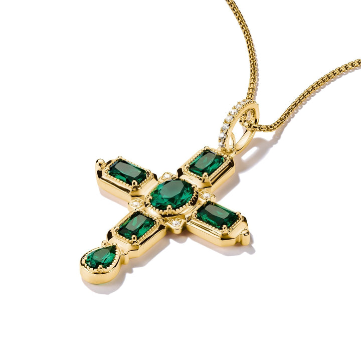 THOMAS SABO Cross Pendant with Green Zirconia Stones TPE987GRY