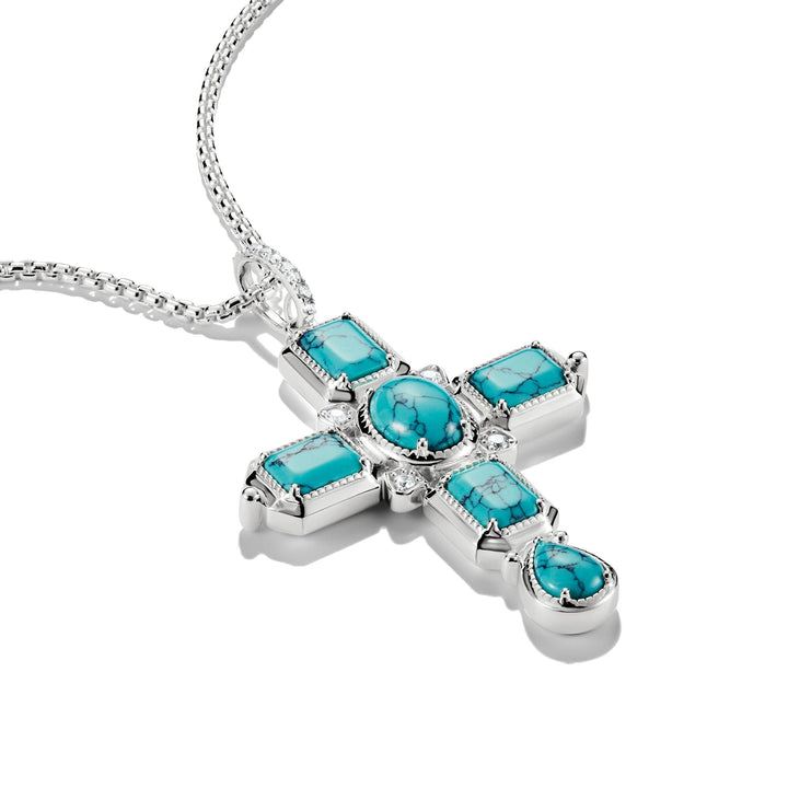 THOMAS SABO Cross Pendant with Turquoise Zirconia Stones TPE988TU