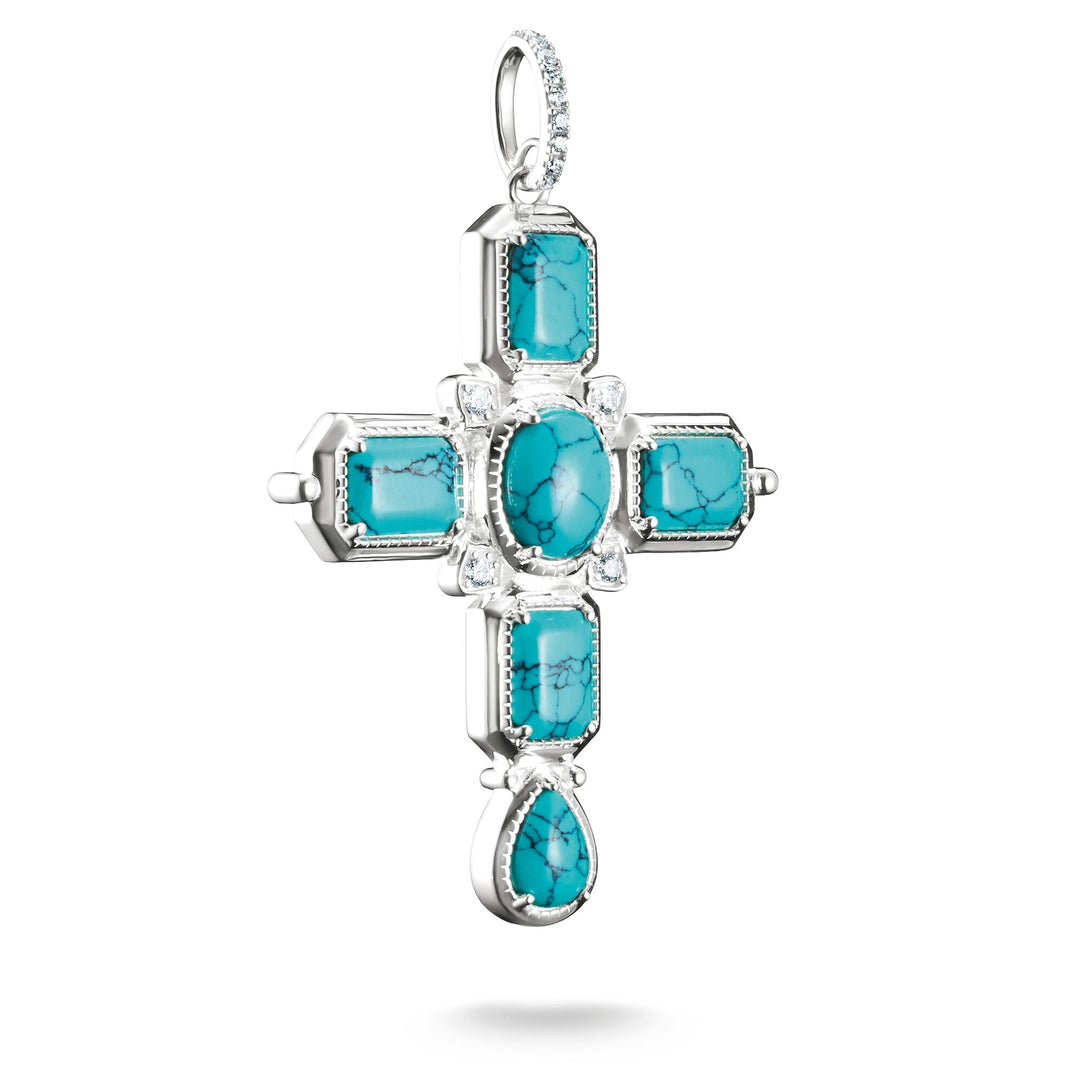 THOMAS SABO Cross Pendant with Turquoise Zirconia Stones TPE988TU