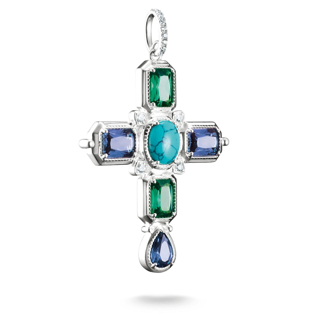 THOMAS SABO Cross Pendant with Multicoloured Stones TPE988BLU