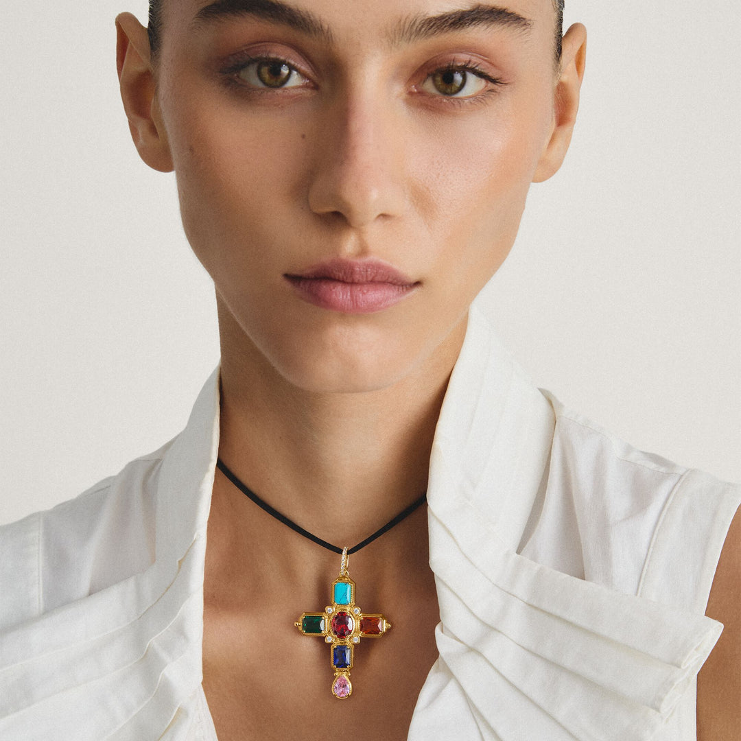 THOMAS SABO Pendant Cross with Stones TPE988MCY
