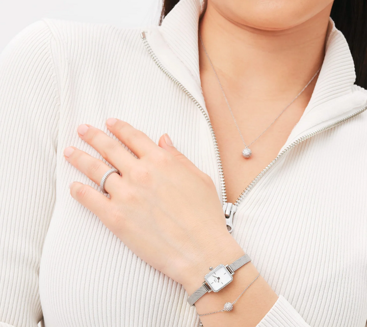 DANIEL WELLINGTON Pave Crystal Pendant Bracelet Silver DW00400656