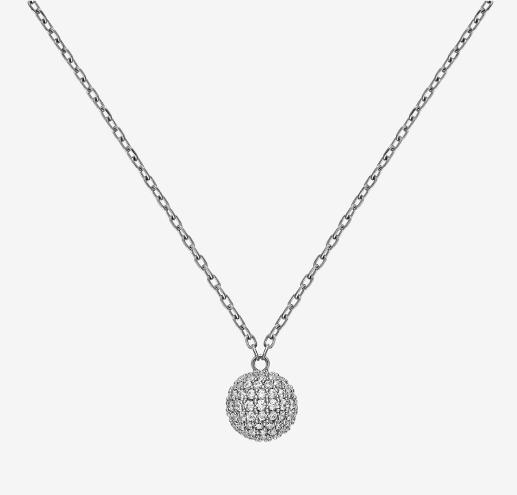 DANIEL WELLINGTON  Pave Crystal Pendant Necklace Silver DW00400655