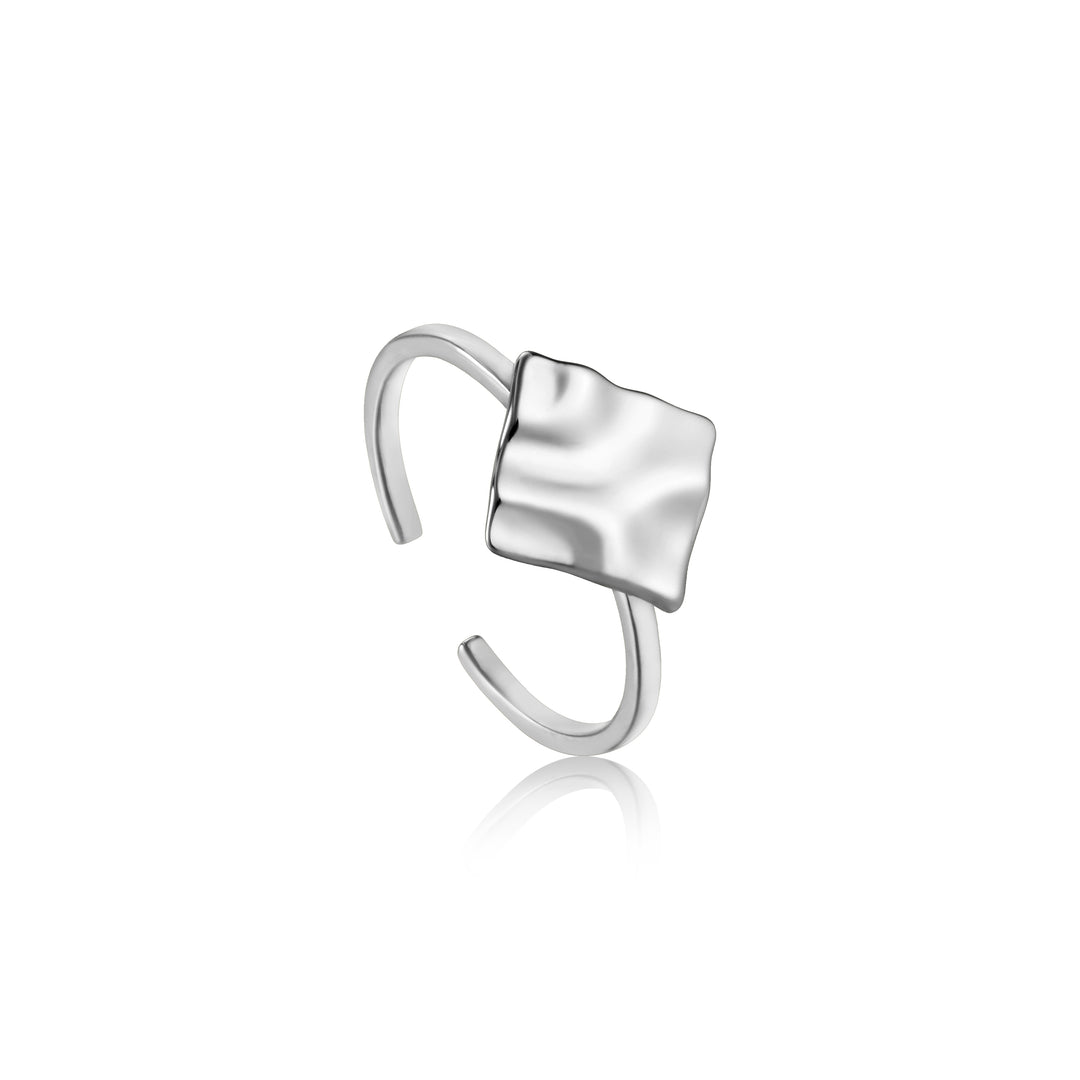 Ania Haie Metal Crush Crush Square Adjustable Ring Silver R017-02H