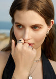 Ania Haie Silver Black Agate Adjustable Wrap Ring R053-03H
