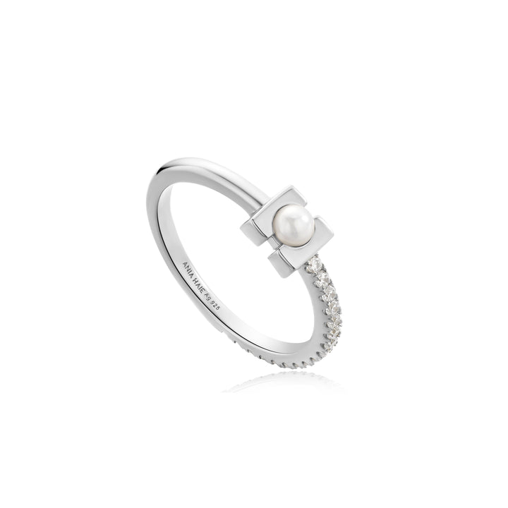 Ania Haie Silver Pearl Modernist Band Ring R054-01H