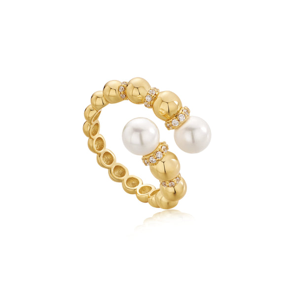 Ania Haie Gold Pearl Sparkle Adjustable Wrap Ring R054-05G