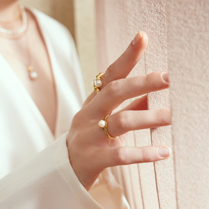 Ania Haie Gold Freshwater Pearl Stacking Ring R058-06G