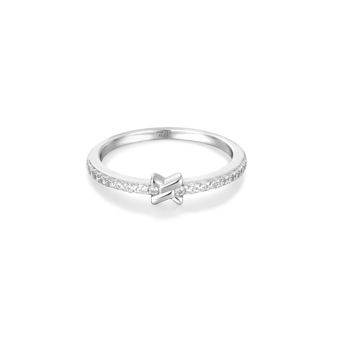 Ania Haie Silver Cross Cubic Zirconia Ring R061-01H