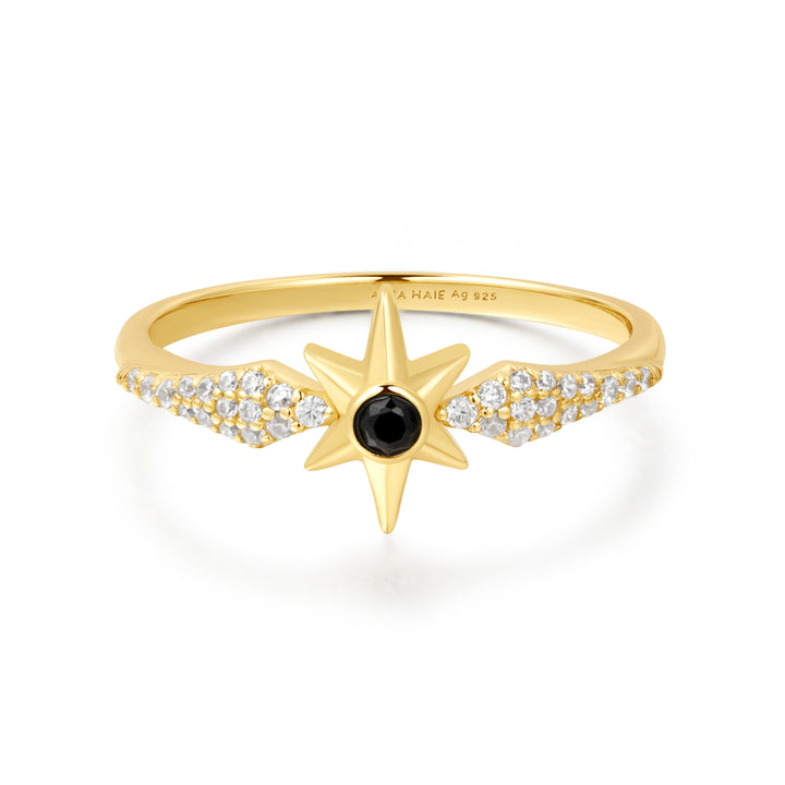 Ania Haie Gold Black Onyx Star Ring R061-02G