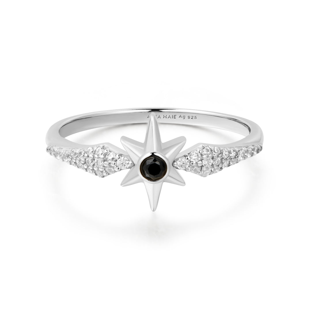 Ania Haie Silver Black Onyx Star Ring R061-02H