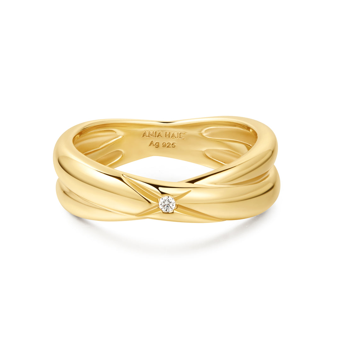 Ania Haie Gold Cross Double Ring R061-06G