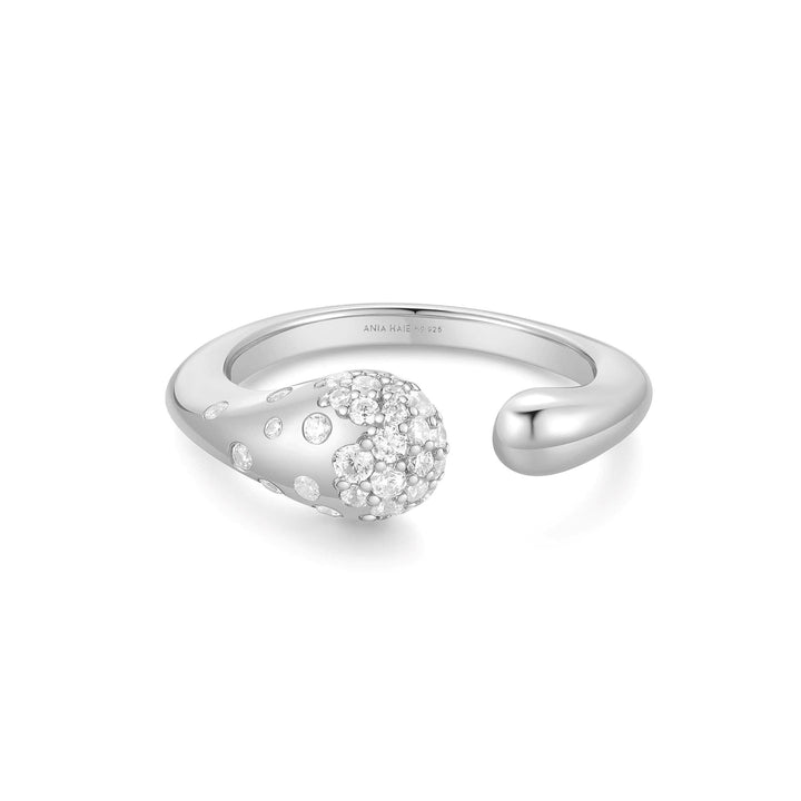Ania Haie Silver Sparkling Sculptural Crossover Adjustable Ring