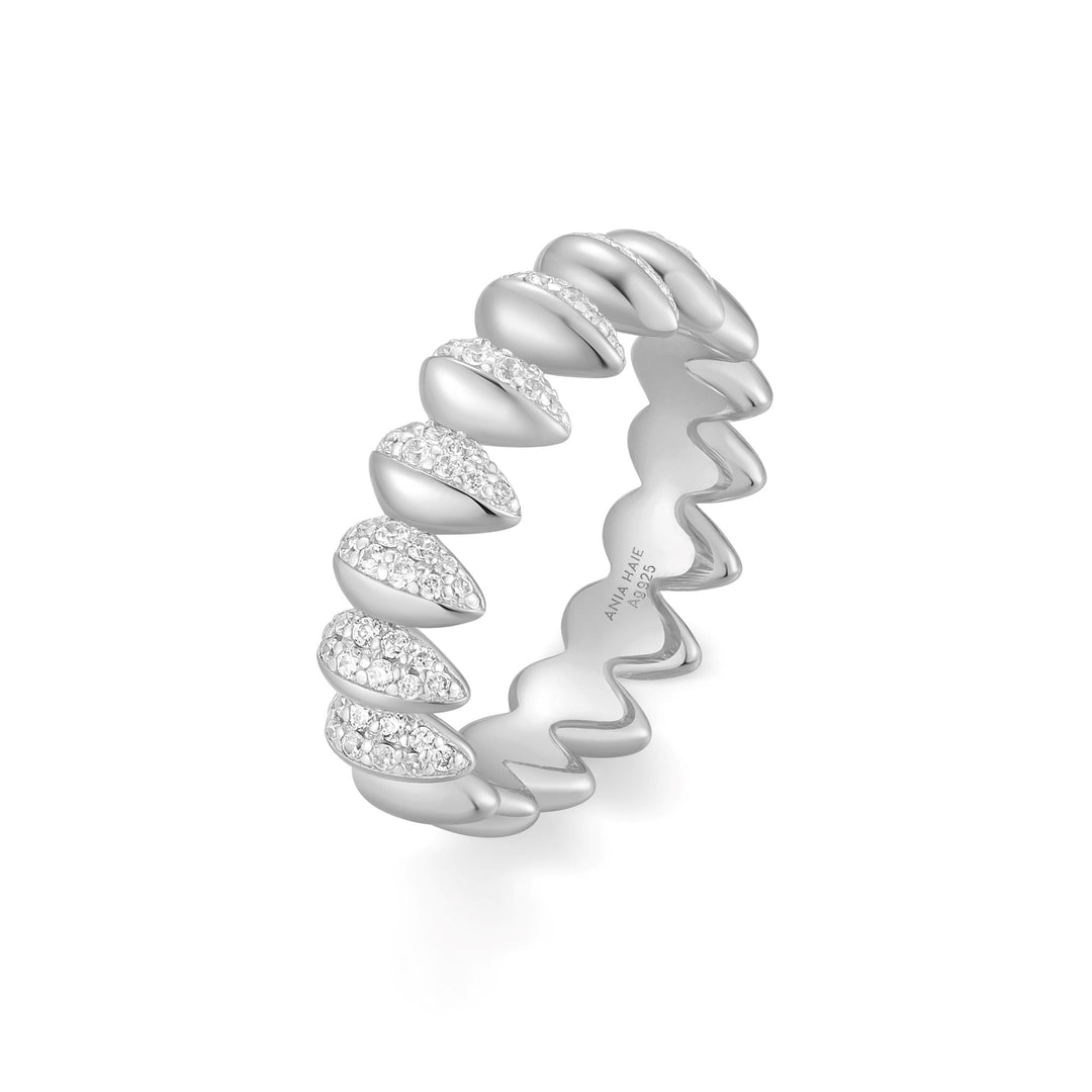 Ania Haie Silver Sparkling Puffy Spike Ring