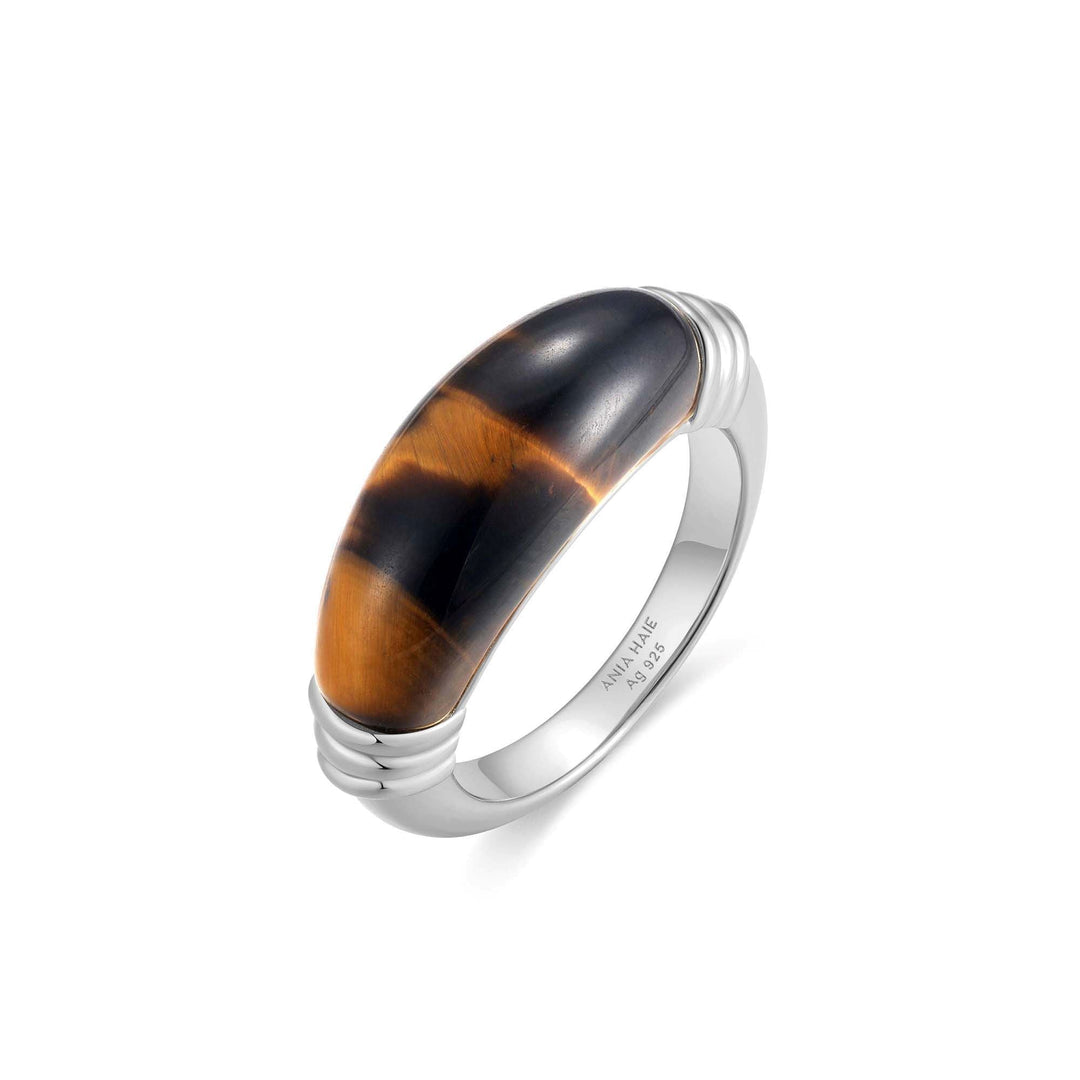 Ania Haie Silver Tiger Eye Statement Ring