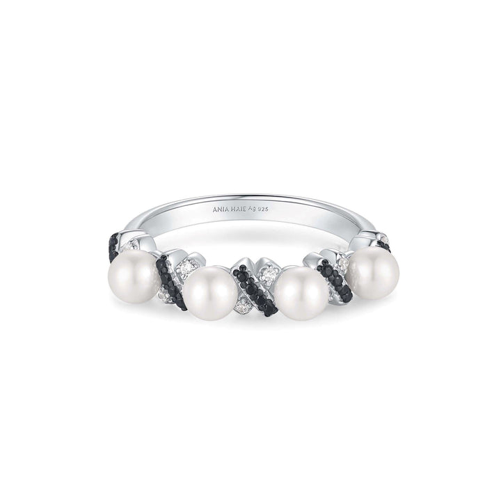 Ania Haie Two-Tone Sparkling Braided Shell Pearl Ring