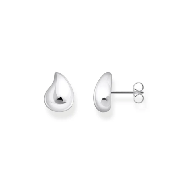 Organic drop-shapes ear studs silver TH2299