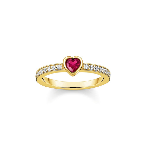 THOMAS SABO Solitaire Ring with Red Heart-Shaped Stone TR2448Y